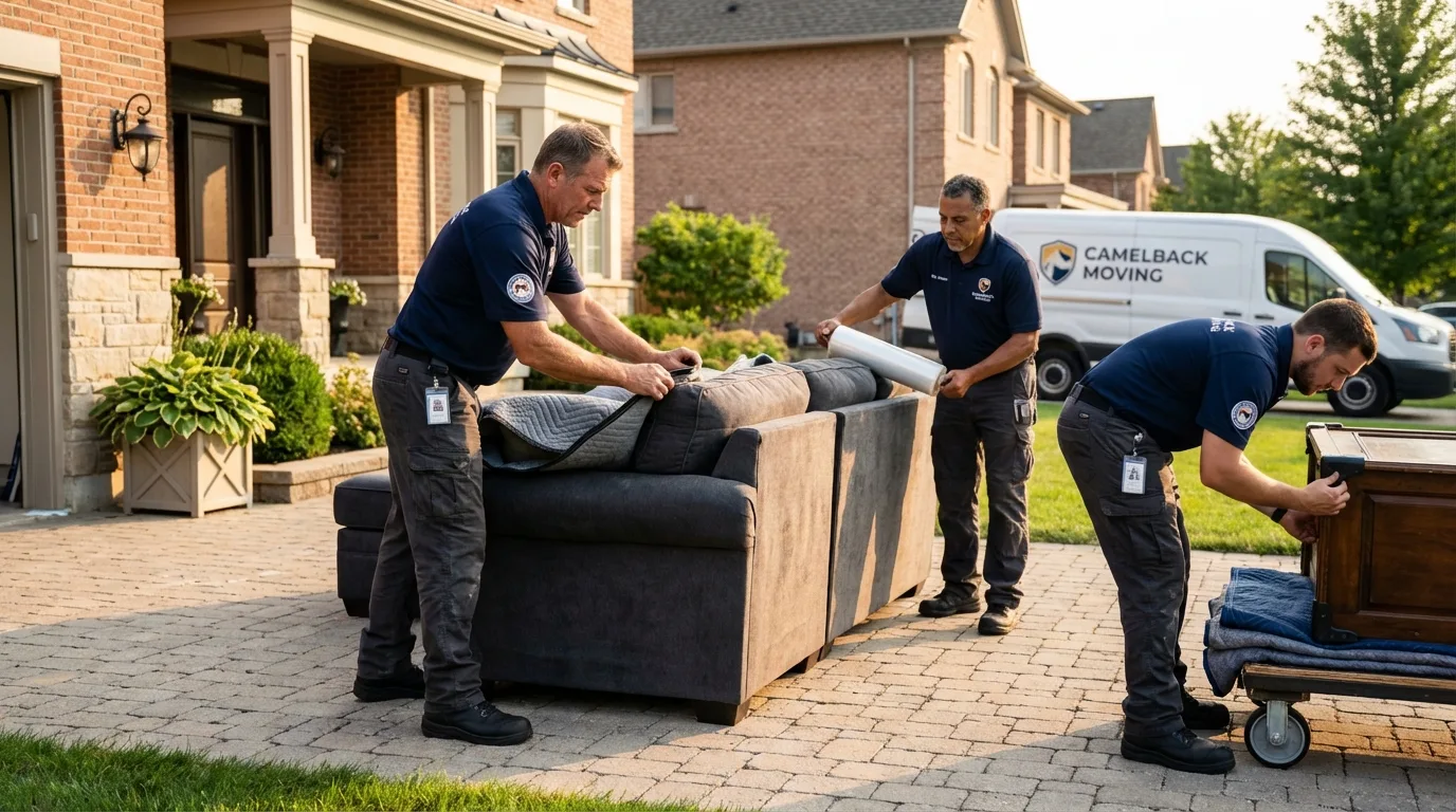 Large estate moving crew wrapping furniture in Lyons, IL
